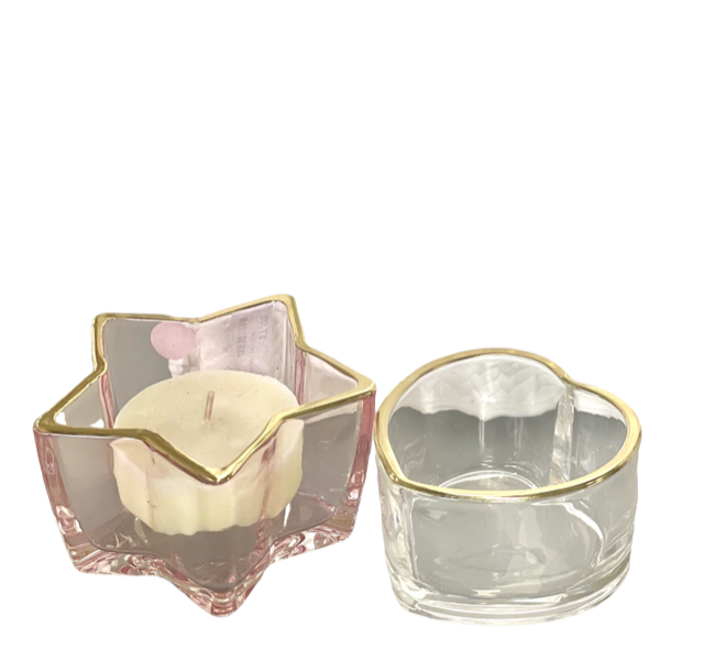 92H - GLASS STAR TEALIGHT HOLDER PINK/GOLD – Flair Gifts and Home